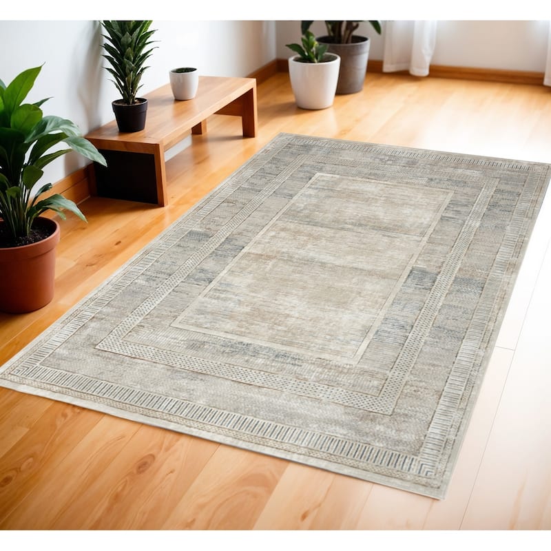 Fagoy Power Loomed Geometric Modern Non Skid Stain Resistant Area Rug By HomeRoots - 71' X '47' X '0.39 - 71' X '47' X '0.39 - Oxford Blue - Rectangle