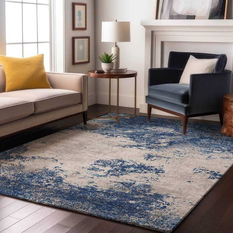 Premium Washable Super Soft Abstract Solid Mayfield Rug - Navy - 3' x 5'