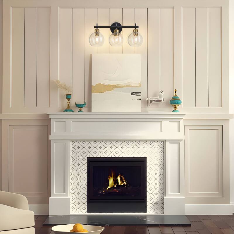 Starsky Modern 3-Light Dimmable Vanity Light with Seeded Glass Globes