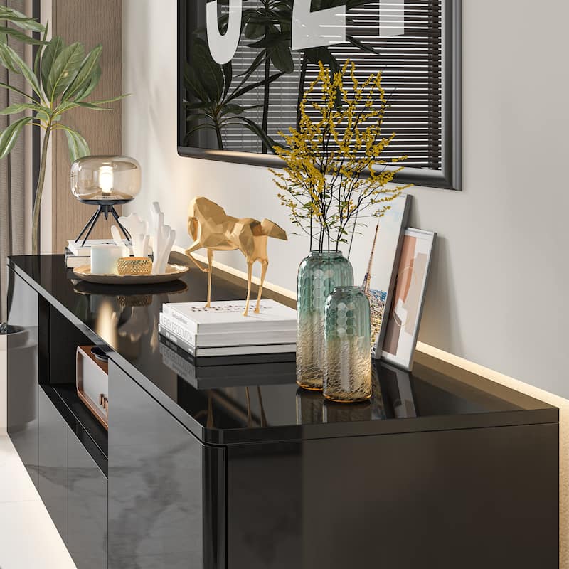 HighGloss LED TV Stand TV Entertainment Center TV Console Media Gaming