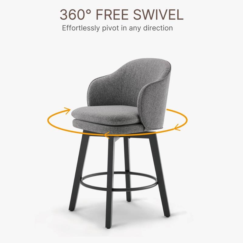 Spruce & Spring Kaylee Modern Swivel Counter Height Bar Stools with Arm