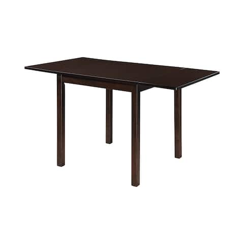 Wood Rectangular Dining Table With Drop Leaf in Cappuccino