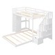 preview thumbnail 8 of 14, Twin Over Full Bunk Bed with 3-Layer Shelves, Drawers, Storage Stairs, Space-Saving, Multi-Functional Design, White
