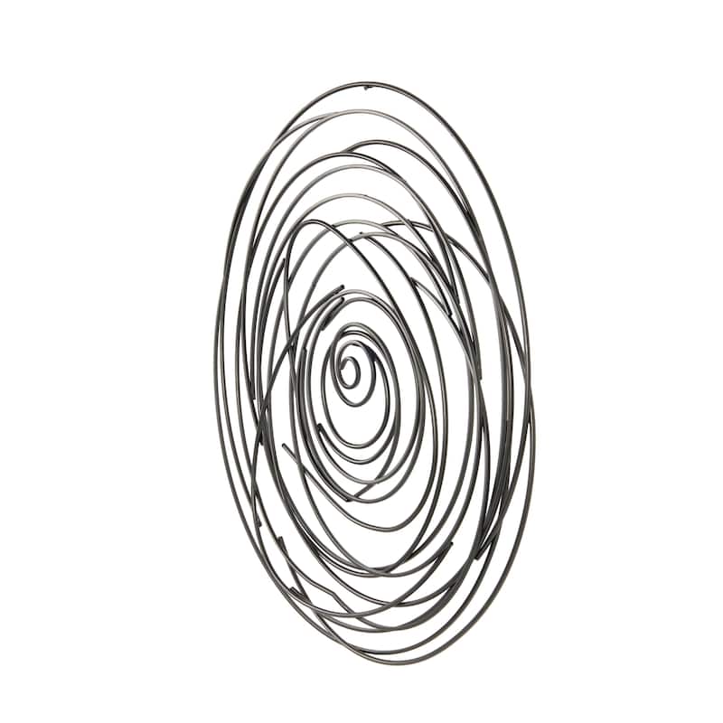 Metal Abstract Round Overlapping Lines Home Wall Decor - Black - Roche River Decor