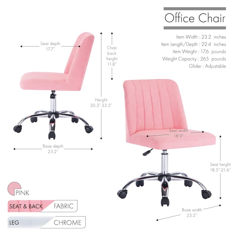 Porthos Home Nisa Fabric Armless Office Chair with Chrome Base