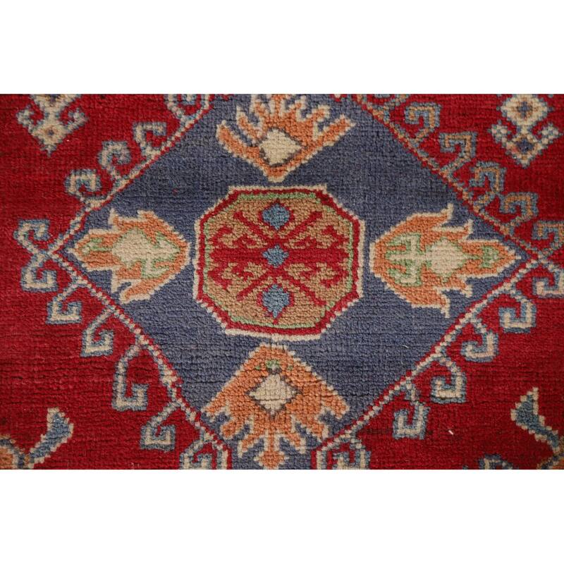 Hand Knotted Oriental 100% Wool Carpet Traditional Geometric Red Kazak Area Rug - 10' 0'' X 6' 11''