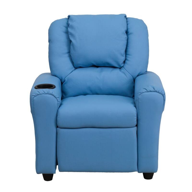 Contemporary Kids Recliner with Cup Holder and Headrest - 24"W x 21.5" - 36.5"D x 27"H