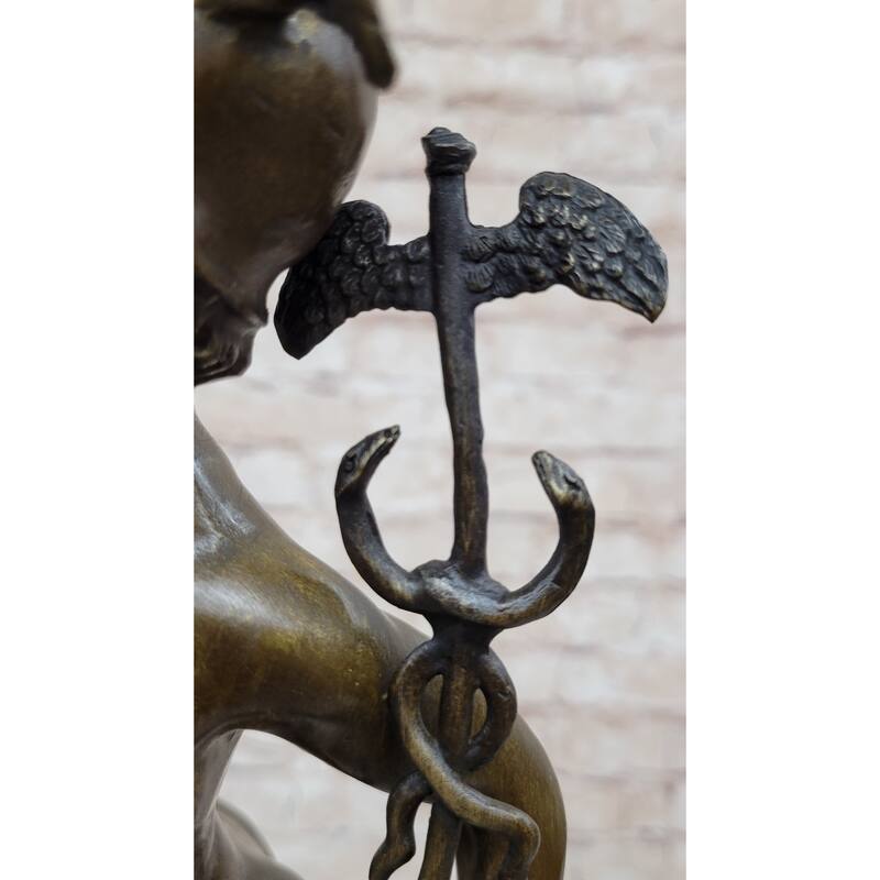Flying Mercury Hermes W/ Caduceus Bronze Statue Sculpture Figure By Giambologna 21 Inches X 13 Inches