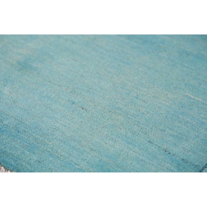 Light Blue Gabbeh Modern Rug Handmade Wool Carpet - 2'9" x 4'1"