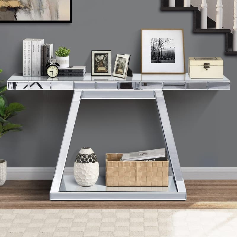 Modern 55.9" Luxe Full-Body Mirror Entryway Table with Sturdy Wooden Frame and Stylish Storage Solutions