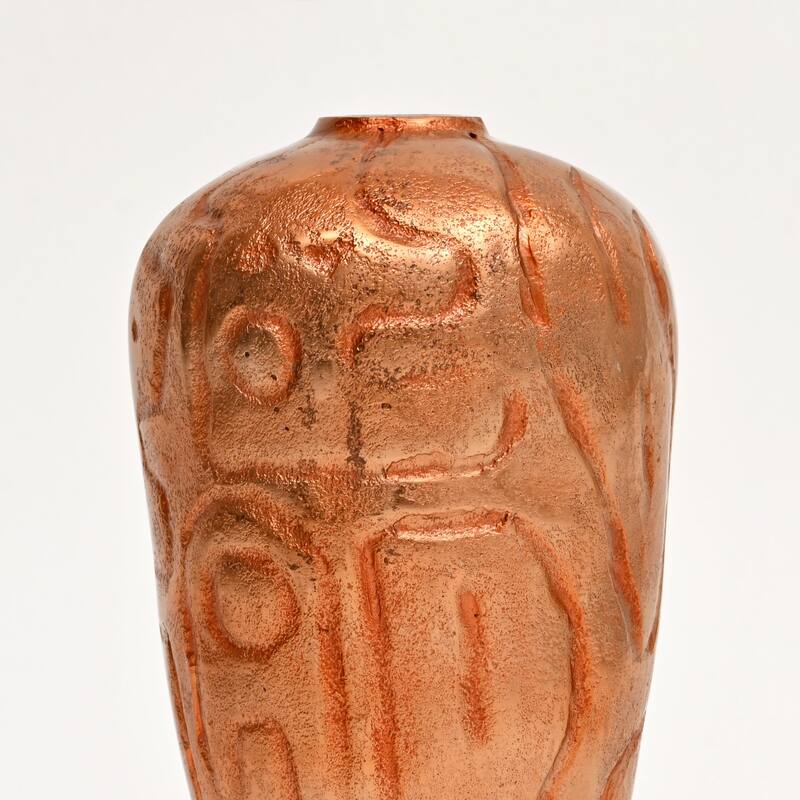 Set of 2 Antique Copper Finish Aluminum Vases - Table Decor