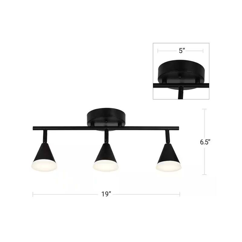 Alsy 19"W 3-Light LED Track Bar Modern Light Fixture, Matte Black with Frosted Acrylic Shades