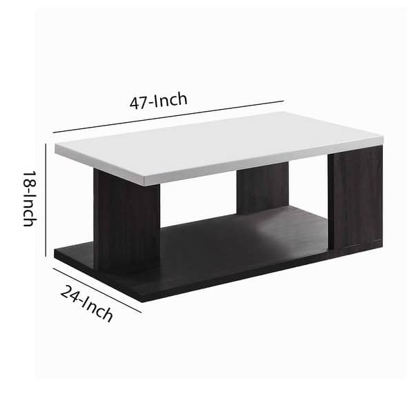 Wooden Coffee Table With Open Shelf Glossy White And Brown On Sale Overstock 31606283