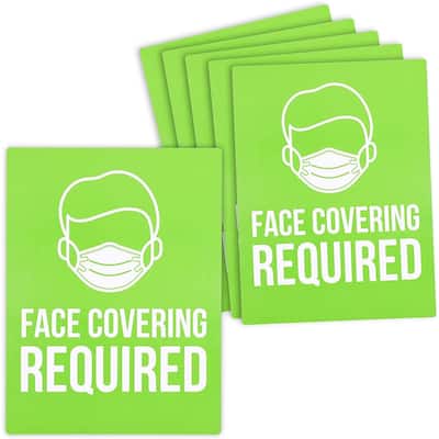 Sign, Face Covering Required (9 x 12 In, 6 Pack)