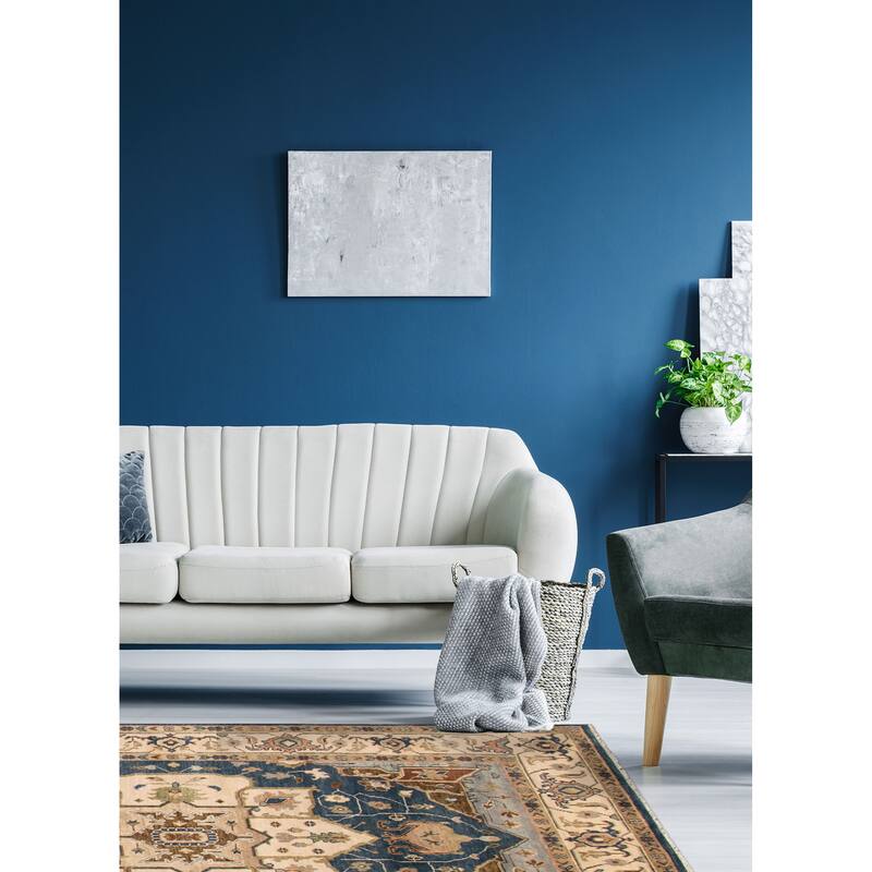 ECARPETGALLERY Hand-knotted Jules Serapi Navy Wool Rug - 8'11 x 11'11
