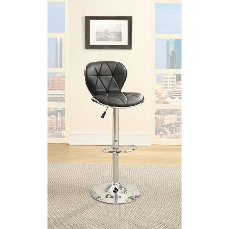 Set Of 2 Adjustable Black Pu Bar Stools