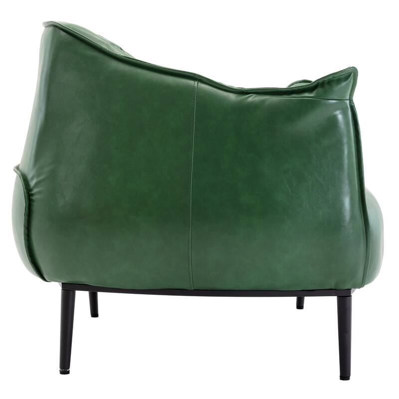 KINWELL 33" Wide Faux Vegan Leather Upholstery Barrel Chair