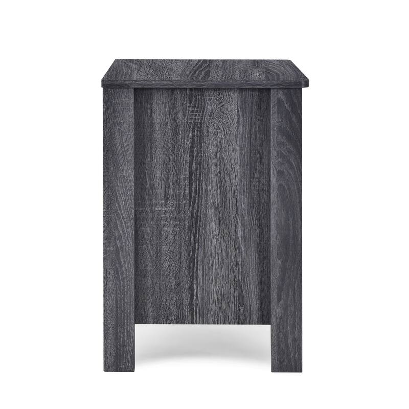 Faux Wood Nightstand with 2 Drawers, Contemporary Design, Easy Toolless Assembly, Storage Organizer for Bedroom