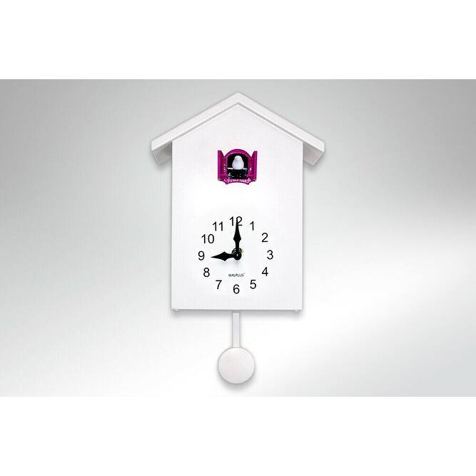 Walplus White Minimalist Cuckoo Clock Colorful Window 4 Changeable Birds