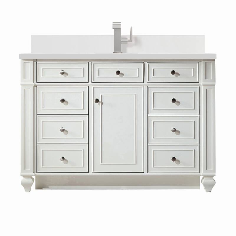 James Martin Vanities 157-V48-1WZ Bristol 48" Single Basin Walnut Wood - Bright White
