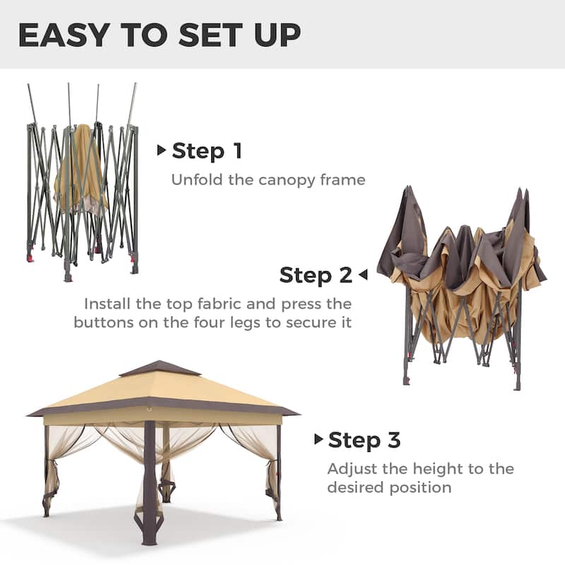 Ainfox 11x11ft Gazebo Outdoor Pop up Canopy with Mosquito Net and Carry Bag