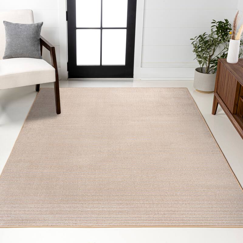 JONATHAN Y Athens Modern Minimalist Pinstripe High-Low Rug - 4 X 6 - White/Gold