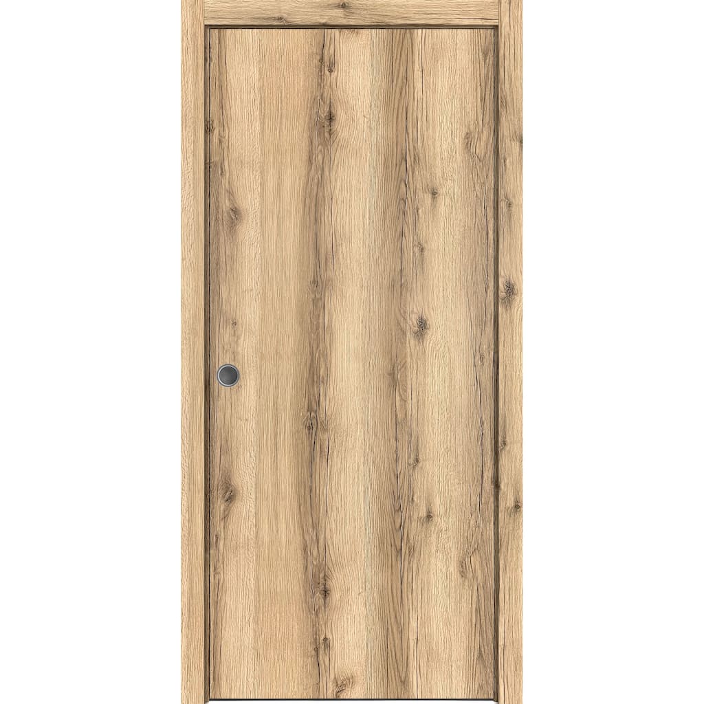 Sliding French Pocket Door 18 x 80 inches | Planum 0010 Oak | Kit Trims Rail Hardware