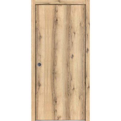 Sliding French Pocket Door 18 x 80 inches | Planum 0010 Walnut | Kit Trims Rail Hardware