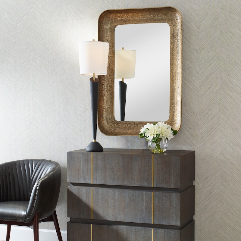 Uttermost Alvaro Antique Brass Mirror - 42.5"H x 29.5"W x 4.75"D