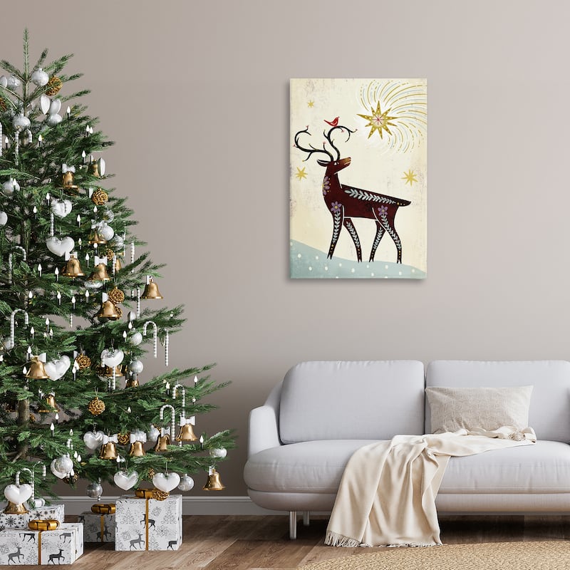 Stupell Rustic Winter Deer Canvas Wall Art Design By Hannah Moren