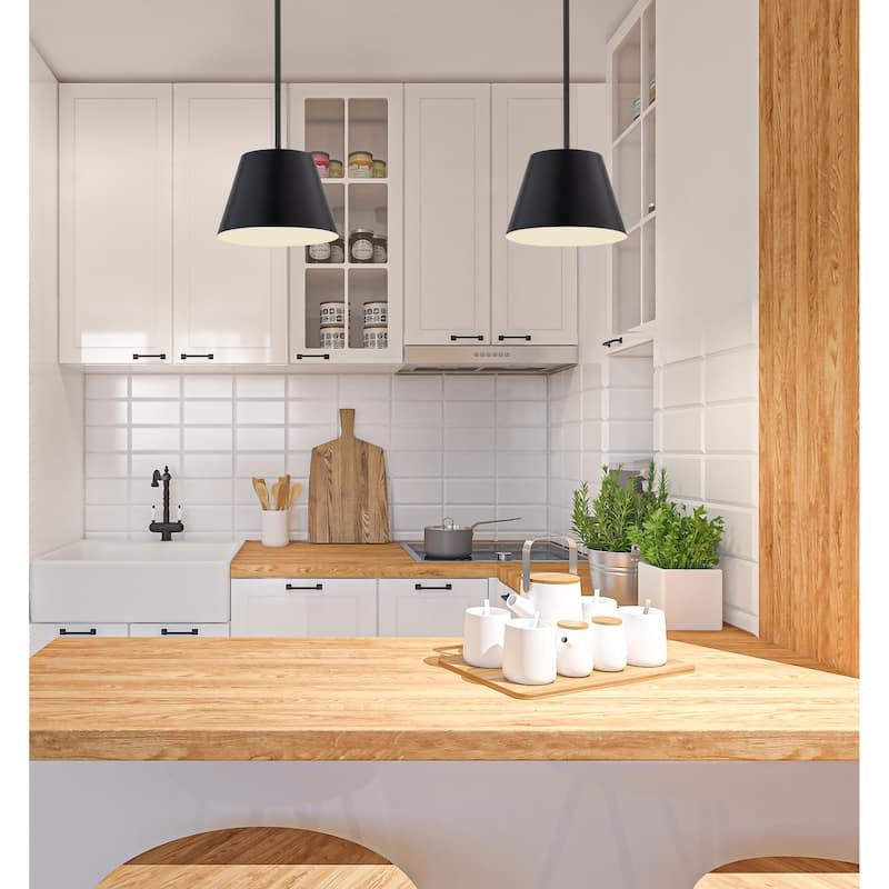 Lilly by Z-Lite 1 Light Pendant in Matte Black with Matte Black Steel Shade