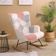 preview thumbnail 20 of 26, Rocking Chair Fabric Rocker Chair with Wood Legs Patchwork Linen - 22*29*36.5INCH Pink