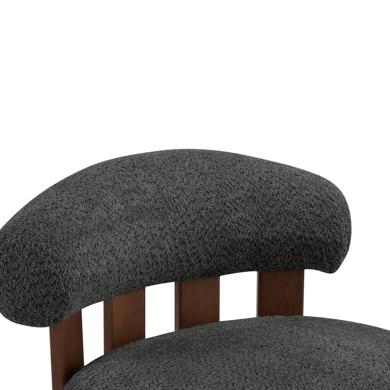Roomfitters Modern Boucle Fabric Accent Chair with Round Seat and Wood Base