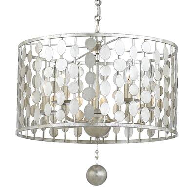 Timeless Home Five Light Chandelier Layla Antique Silver - Exact Size