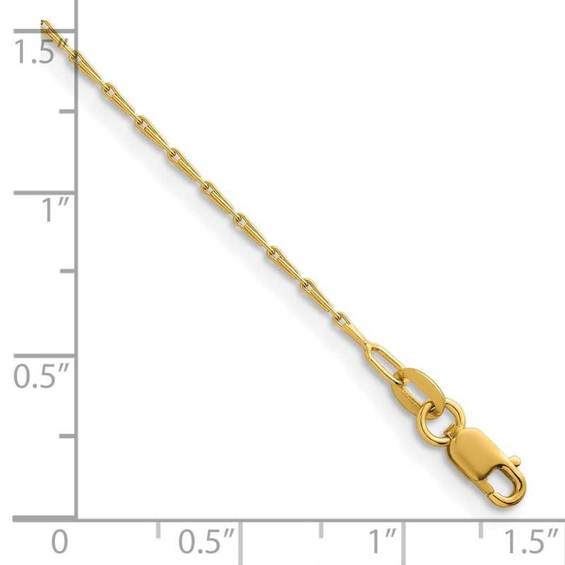 Curata Italian 14k Yellow Gold 1.2mm Fancy Link Chain Necklace For Women (Lobster)