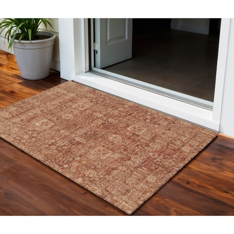 HomeRoots Oriental Transitional Rectangle Outdoor Rug - 3' x 5'