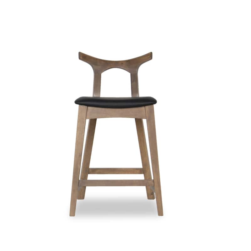 Bar Stools Set of 2, Solid Wood Upholstered Square Bar Chair