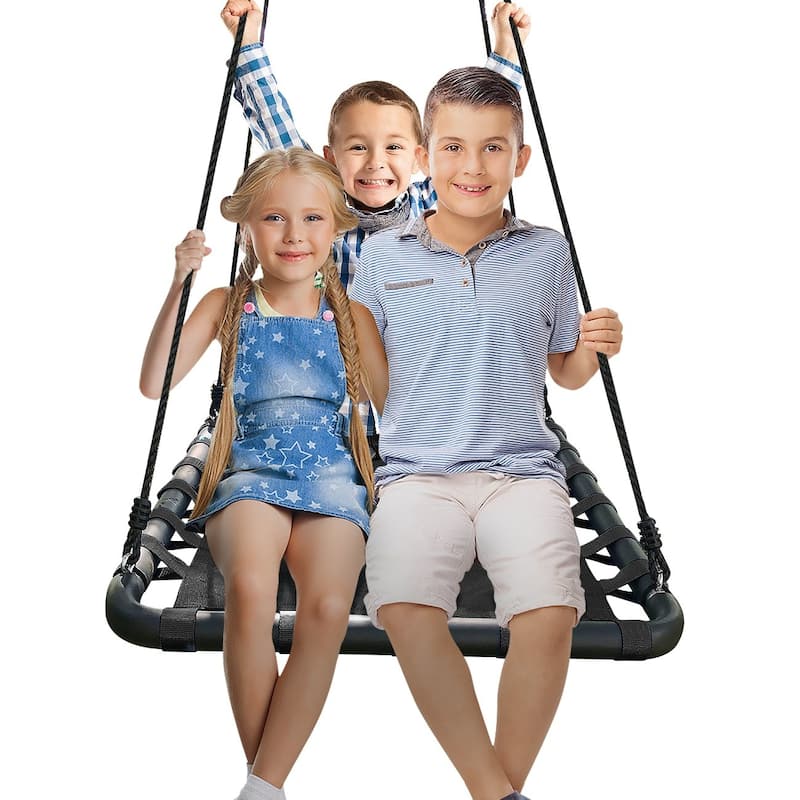 Spinner Platform Swing - Kids Indoor/Outdoor Rectangular Mat Swing, Accessories Included (40 x 30, Square)