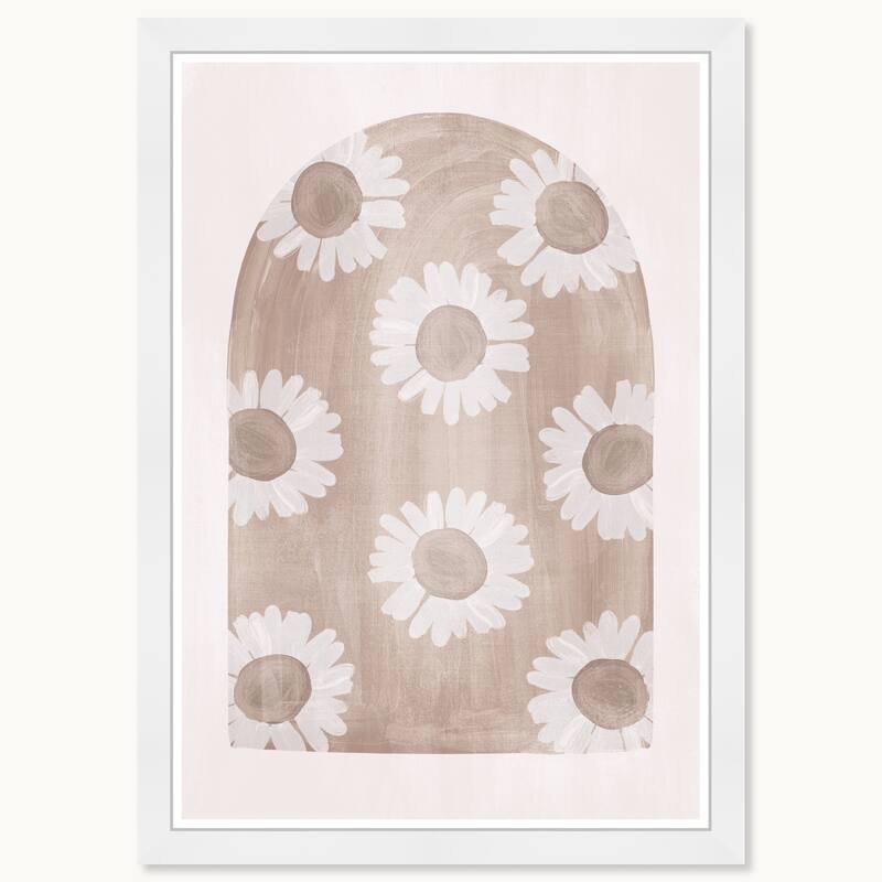 Wynwood Studio Faded Floral Arch Framed Boho Floral 1 Piece Canvas Wall Art - 15 x 21 - White