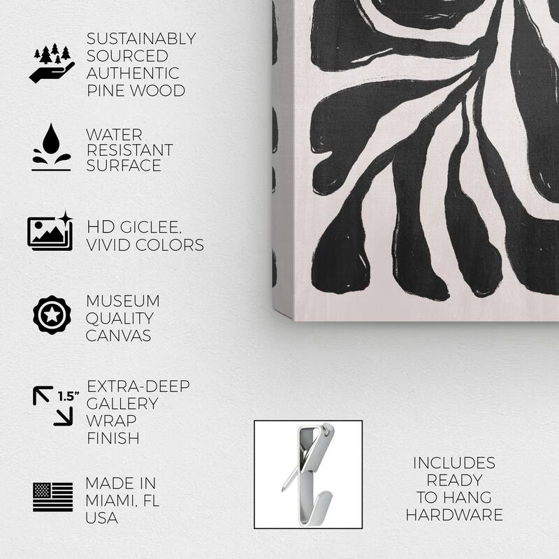 Wynwood Studio Canvas Floral and Botanical Sunshine Floral Noir Black and Light Gray Bohemian & Eclectic Wall Art Canvas Print