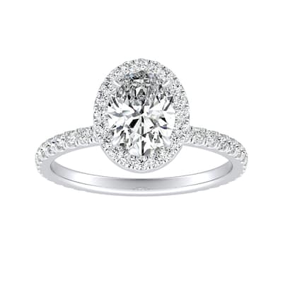 Auriya 14k Gold 1ctw Oval-cut Halo Diamond Engagement Ring (I-J, I1-I2)