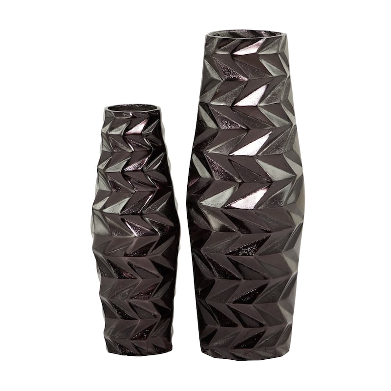 Modern Aluminum Metal Geometric Vase (Set of 2) - Silver, Gold, Black