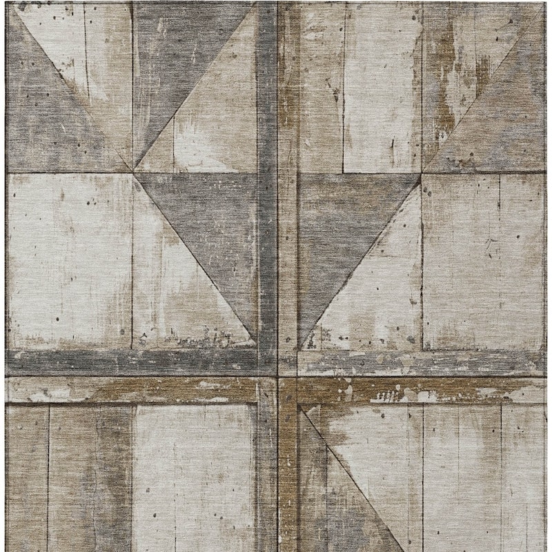 HomeRoots Geometric Transitional Rectangle Outdoor Rug