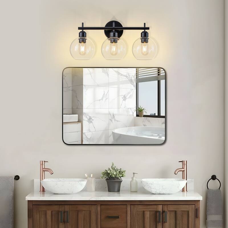 Starsky Modern 3-Light Dimmable Vanity Light with Seeded Glass Globes