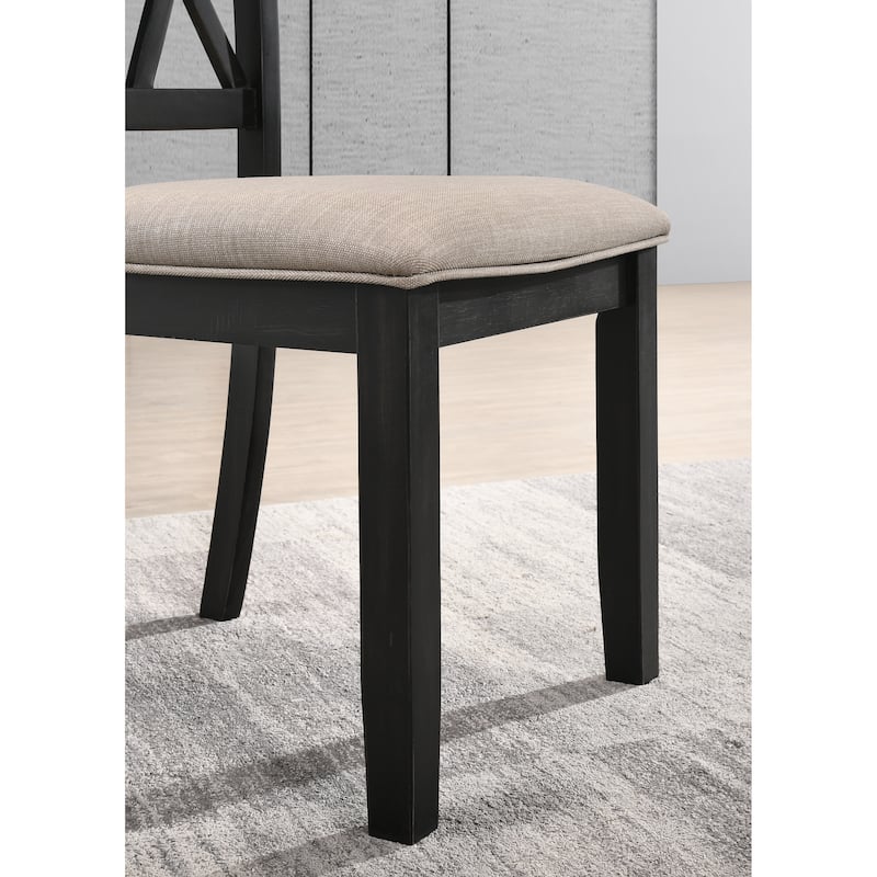 Roundhill Furniture Hensfield Contemporary 7-Piece Dining Set, Dining Table with 6 Cross-back Chairs, Rich Black