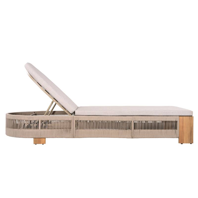Christopher Knight Home - Alexander Acacia Wood Outdoor Adjustable Chaise Lounge With Cushion