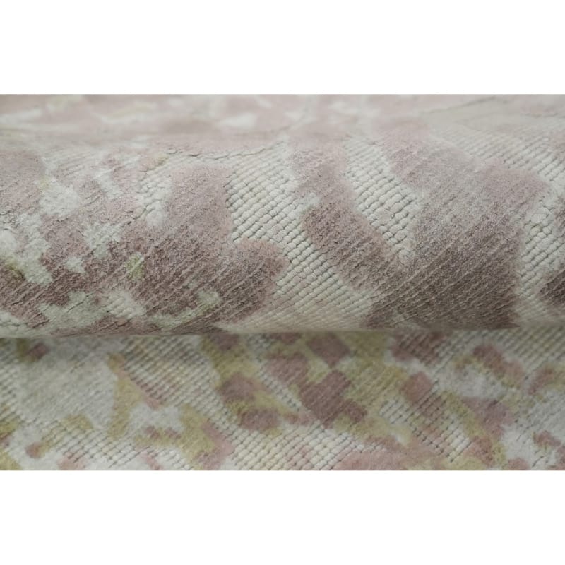 Hand Knotted Oriental Viscose Silk Carpet Modern Floral Multi-Colored Abstract Area Rug - 8' 1'' X 5' 7''