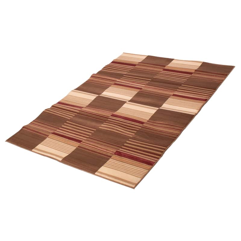 ECARPETGALLERY Machine Woven Lotus Mod Brown Polypropylene Rug - 5'3 x 7'7