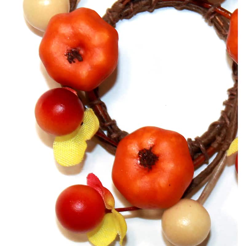1.25" Inner Diameter Mini Pumpkin Taper Candle Ring, Set of 6 - 1.25