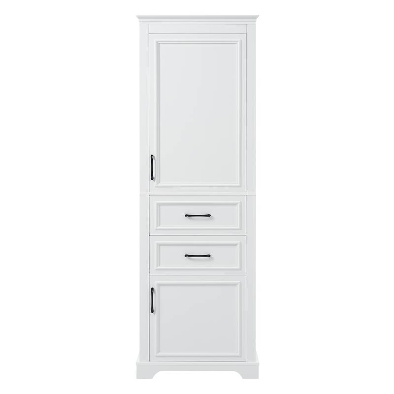 Roomfitters 71" Tall Freestanding Bathroom Cabinet with Damping-Hinge Doors, Drawers and Adjustable Shelves, White
